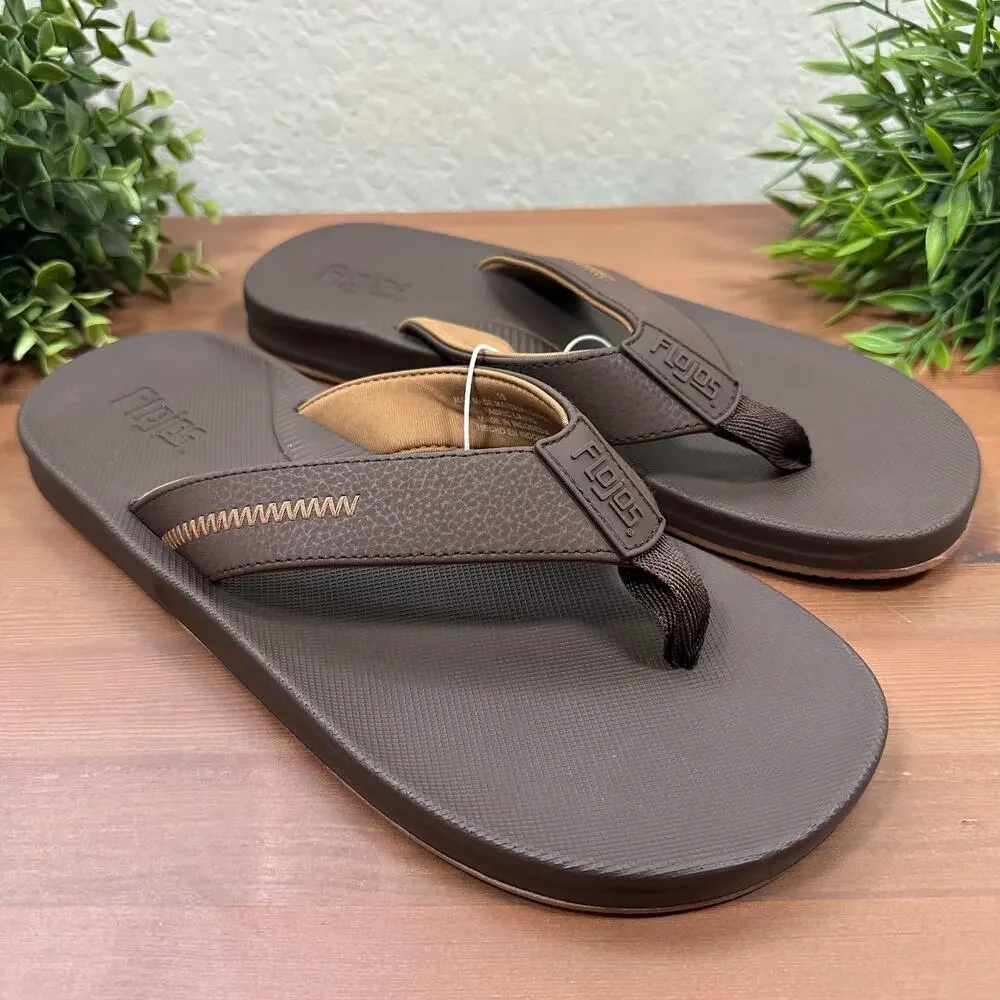 Flojos Men's Brown Flip Flop Sandals Size 9